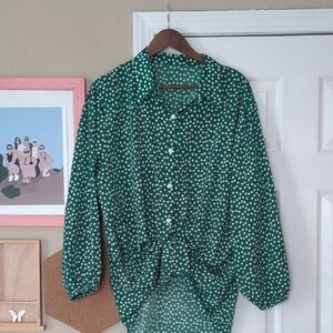Green Polka Dot Button Down Shirt